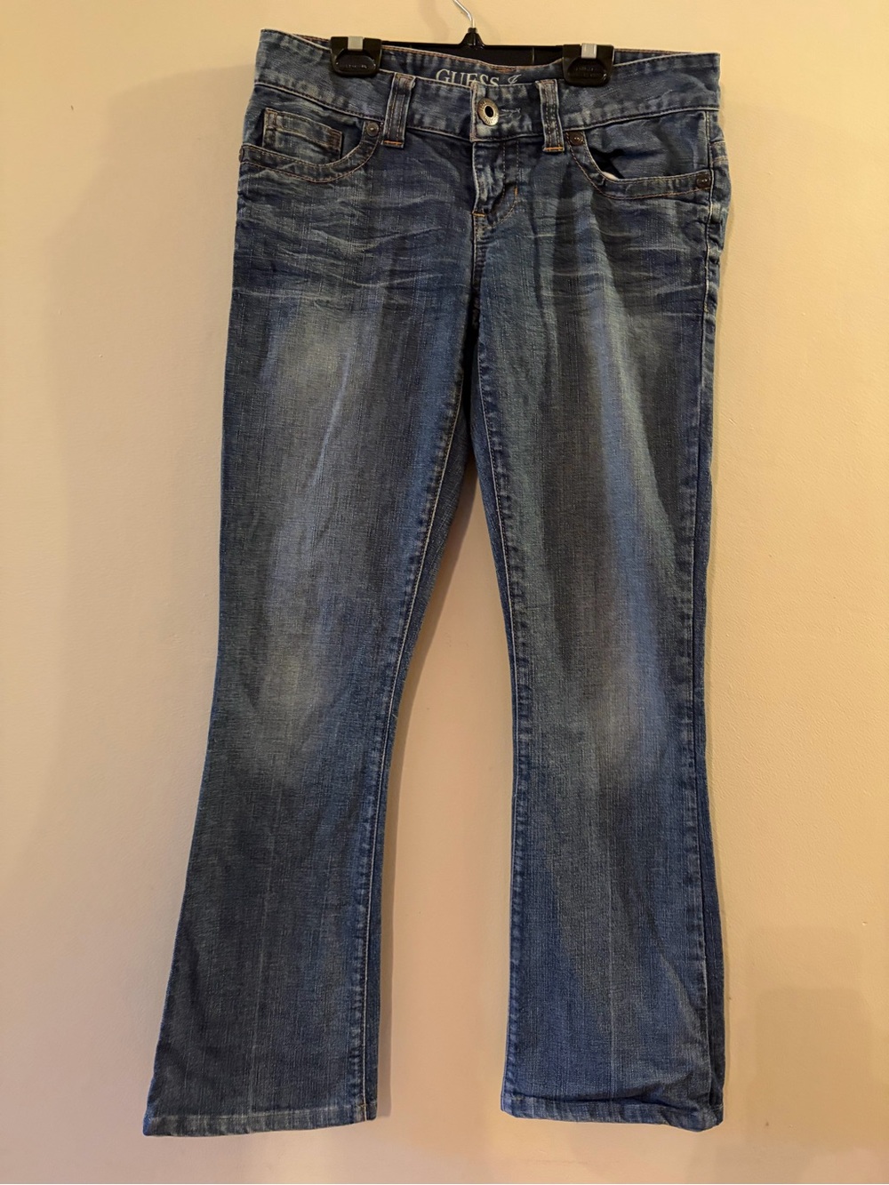 Guess Vintage Daredevil Very Low Rise Bootcut Jeans Blue Y2K Denim women’s Sz 28